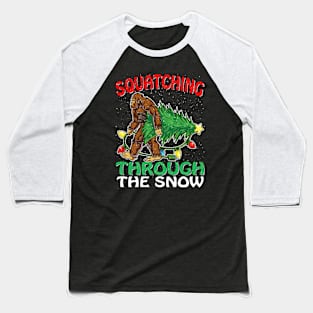 Sasquatch Christmas Squatching Bigfoot Xmas Tree Light Baseball T-Shirt